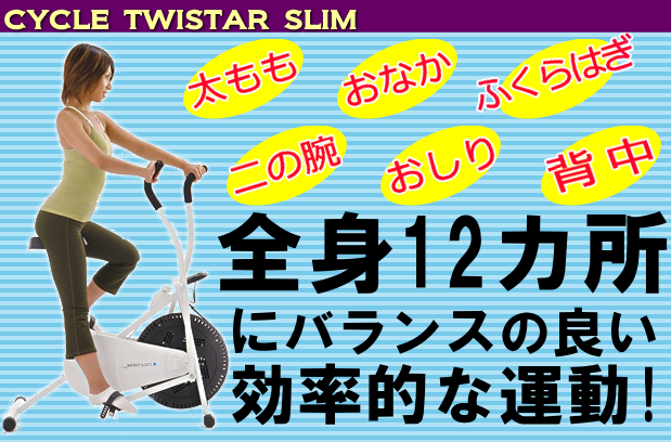 全身12カ所にバランスのよい効率的な運動!人気のエアロバイク…サイクルツイスタースリム
